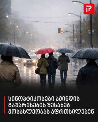 სინოპტიკოსები ამინდის გაუარესების შესახებ მოსახლეობას აფრთხილებენ